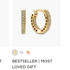 Pandora 14k Heart Hoop Gold Plated Earring Hoops